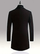 levne Pánský trenčkot-Pánské Kabát Trenčkot Dlouhý trenčkot Dovolená Denní Podzim Zima Polyester Větruvzdorné Zahřívací Svrchní oděvy Oblečení Módní Klasické Bez vzoru Kapsy Klopa Jednořadové sako s jedním knoflíkem