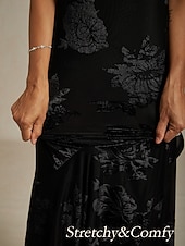  Γυναικεία Μακρύ φόρεμα Φόρεμα σε ευθεία γραμμή Φόρεμα τρομπέτα γοργόνα Φόρεμα σε γραμμή Α Κομψό Επίσημο κοκτέιλ Βραδινό Πάρτυ Πάρτι Επισκέπτης γάμου Κανονικό Φλοράλ Αμάνικο Στρογγυλή Ψηλή Λαιμόκοψη