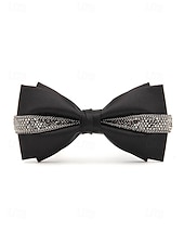 ieftine Nuntă ACC-Papion de Crăciun pentru bărbați – papion din satin roșu, negru și alb cu detalii din cristale și lanț auriu – accesoriu elegant de sărbătoare pentru evenimente formale