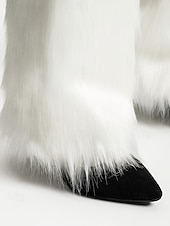 abordables Chaussettes pour femmes-Jambières en fausse fourrure pour femmes, couvre-bottes moelleux jusqu&#039;aux genoux, accessoires de costumes de fête d&#039;hiver élégants, tenues de Noël et de vacances