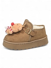 economico Scarpe di Natale per Donne-stivali da neve natalizi da donna in cammello con motivo a renne e sciarpa - stivaletti foderati in pile, morbidi e festosi, ideali per Natale e le riunioni di famiglia