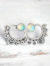 abordables Pendiente de mujer-Pendientes bohemios de ópalo para mujer con diseño de loto vintage: joyería étnica para uso informal, festivo y de fiesta.