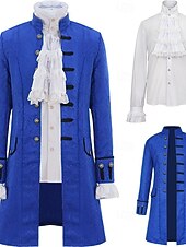 billige Antrekk-Sett retro vintage viktoriansk middelaldersk skjorte trench coat vampyr adelsmann jacquard fancy dress Menns Ebenezer Scrooge nisse Halloween karneval forestilling Ren Faire fest voksnes frakk