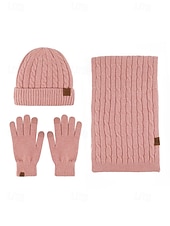 economico Cappelli da donna-Set unisex di cappello, sciarpa e guanti natalizi con guanti touchscreen, vari colori, perfetto per la moda invernale e come regalo per le feste