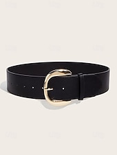 abordables Ceinture pour femme-Ceinture de Noël en similicuir pour femme, design large et élégant avec boucle en métal, disponible en plusieurs couleurs, parfaite pour les fêtes de fin d'année et les tenues d'hiver