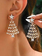 abordables Boucle d&amp;#39;oreille pour femme-Femmes Boucles d'oreilles clous Boucle d'Oreille Créoles Coloré Blanche Alliage Noël Élégant Soirée / Soir Sapin de Noël