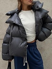 halpa Talvi Parka-Naisten Anorakki Mukava Hengittävä Tasku Napit Vapaa-aika Tavallinen Loma Katu Kausaliteetti Arki-asut Vetoketju Normaali Hupullinen Normaali Pitkähihainen Päällysvaatteet Musta Armeijan vihre