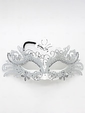 preiswerte Maskerade-Zubehör-Grüne Maskenmaske für Damen mit schwarzer Spitze und Strass-Details für Weihnachtsfeier, Ball &amp;Karneval