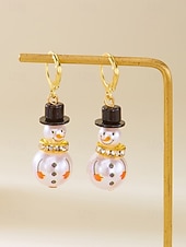 billiga Kvinnors örhänge-Julörhängen i legering för kvinnor med snögubbe- och snöflingedesign, perfekta för högtidsmode och festliga presenter