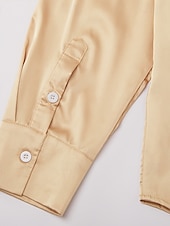  Муж. Рубашка Шелк как Атласная рубашка Повседневная рубашка Полотняное плетение Официальные Свадьба Черный Винный Темно синий Золотой Длинный рукав Вырез-хомут Весна & осень Все сезоны Одежда Рюши