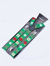 Недорогие Мужские галстуки и бабочки-Мужские рождественские подтяжки с принтами в виде снеговиков, леденцов и орнаментов, регулируемые и праздничные, разные цвета