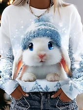 Χαμηλού Κόστους Ζώα Κορυφές-Γυναικεία Φανέλα Γραφικό Ζώο Πέις Λάιν Καθημερινή Μακρύ Μανίκι Κρουαζέ Στρογγυλό Λαιμό Κανονικά Tops Στριτ Καθημερινότητα Καθημερινά Εκτύπωση Ροζ Μπλε Μωβ Πράσινο Άνοιξη Φθινόπωρο Χειμώνα