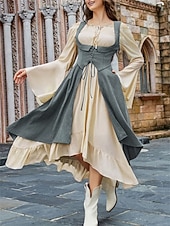 cheap Dresses-Medieval Renaissance Cocktail Dress Cosplay Costume Prom Dresses Viking Outlander Fancy Dress Women's Celtic Pirate Fantasy Masquerade LARP Ren Faire Festival Adults' Dress