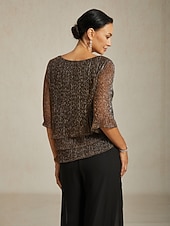 Femmes Chemisier Hauts Élégants Hauts fluides Hauts en mousseline de soie Élégant ancien Occasionnel Manche 3/4 Col ras du cou Col Bateau Travail Quotidien Tenues pour un rendez-vous galant abordables Hauts habillés-Femmes Chemisier Hauts Élégants Hauts fluides Hauts en mousseline de soie Élégant ancien Occasionnel Manche 3/4 Col ras du cou Col Bateau Travail Quotidien Tenues pour un rendez-vous galant