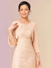 abordables Longitud a la altura del tobillo-Vestido de fiesta A-line hasta el tobillo vestido de cóctel vestido de invitada de boda vestido de madre de la novia manga 3/4 escote redondo elegante formal encaje con encaje