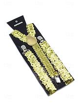 cheap Men's Belts-Men's Christmas Sequin Suspenders – Polyester Material, Festive Sparkling Design, Available in Multiple Colors, Perfect for Holiday Parties and Christmas Events
