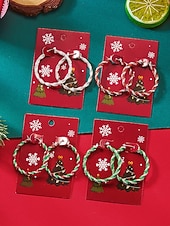 お買い得  レディースイヤリング-レディースクリスマスフープイヤリング、赤と緑のツイストデザイン、合金素材、ホリデーパーティーやギフトに最適