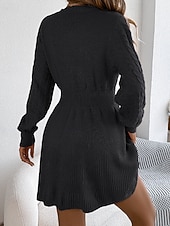 economico Abiti in maglia-Per donna Mini Abito Abiti in tessuto di lino e policotone Abito in maglia Moderno Quotidiano Natale Uscire Vestibilità regolare Semplice Manica Lunga Girocollo Nero Vino Grigio Autunno Inverno