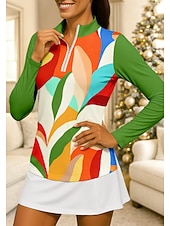 baratos Camisa Feminina-Mulheres Floral Tropical Camisa Camisa Esportiva Camisa polo de caminhada Camisa de tênis Manga Longa Zíper Floral UPF50+ Resistente a UV Elasticidade Alta Pavio Humido Respirável Voleibal Tênis Golfe