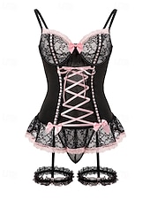 billiga Sovtoppar och underdelar till dam-Dam Sexiga underkläder Sexiga kroppar Spets Öppen ryggNightwearPolyester Semester Hem Dagligen Solid färg Mode söt stil Svart Vit Rodnande Rosa Marinblå Blå Vår &amp; sommar Höst vinter