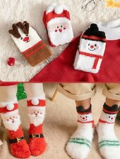  női 3 pár karácsonyi bolyhos otthoni zokni, hangulatos rénszarvas mikulás hóember bolyhos téli papucszokni ünnepi pihenőhelyre &ajándékok