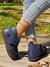 cheap Ankle Boots-Women's Vintage Coffee Faux Leather Booties with Side Zipper – Comfortable Ankle Boots for Casual Wear, Outdoor Walks and Everyday Outfits