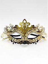 preiswerte Maskerade-Zubehör-Grüne Maskenmaske für Damen mit schwarzer Spitze und Strass-Details für Weihnachtsfeier, Ball &amp;Karneval