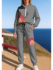 رخيصةأون بدلات رياضية-نسائي بدلة رياضية بذلة رياضة بذلة الهرولة رباط سحاب هندسي سترة وبنطلون رياضي مجموعة ملابس رياضية الربيع أزرق بحري داكن بنفسجي فاتح غير رسمي اكتشف - حل الخارج ناعم فضفاض كم طويل رياضة ألبسة رياضية