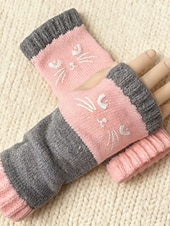 Недорогие Перчатки-Жен. 1 пара Без пальцев / Вязаные перчатки Уличный стиль / На открытом воздухе Перчатки - С принтом С принтом