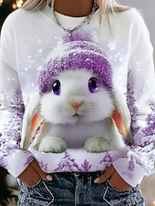 Χαμηλού Κόστους Ζώα Κορυφές-Γυναικεία Φανέλα Γραφικό Ζώο Πέις Λάιν Καθημερινή Μακρύ Μανίκι Κρουαζέ Στρογγυλό Λαιμό Κανονικά Tops Στριτ Καθημερινότητα Καθημερινά Εκτύπωση Ροζ Μπλε Μωβ Πράσινο Άνοιξη Φθινόπωρο Χειμώνα