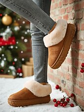 baratos Botas de neve e inverno-Botas de inverno femininas forradas com pele sintética e sola antiderrapante, botas quentes e aconchegantes para uso ao ar livre em climas frios