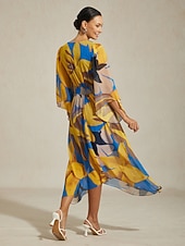 שמלת מקסי לנשים שיפון הדפס פרחוני מופשט שקוף זורם קז'ואל יעד חתונה אורחת חופשה טיולים נופש אביב קיץ סתיו זול שמלות פרחוניות-שמלת מקסי לנשים שיפון הדפס פרחוני מופשט שקוף זורם קז'ואל יעד חתונה אורחת חופשה טיולים נופש אביב קיץ סתיו