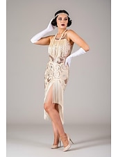  Roaring 20s 1920s Midi Flapper Dress Sleeveless The Great Gatsby Sequins Fringe Scoop Neck Fancy Dress Women's Christmas Carnival speakeasy Masquerade Retro Theme Party Adults' Dress