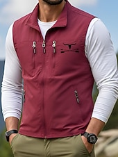economico Gilet da Pesca per Uomo-Per uomo Gilet Gilet da pesca All'aperto Quotidiano Moda Casual Primavera Autunno Cerniera Tasca Stampato Poliestere Confortevole Mucca Monopetto Un Bottone Collo alla coreana Vestibilità regolare