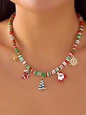 billige Halskjede for kvinner-Julekjede med sjarm til dame, flere stiler med sjarm til julenissen, snømannen og juletreet, perfekt til høytidsfester og festlige gaver.