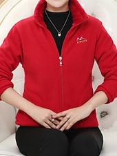 abordables Chaquetas Forradas de Forro Polar-Mujer Chaqueta de sherpa Cómodo Transpirable Cremallera Bolsillo Casual Plano Vacaciones Calle Casual Ropa Cotidiana Cremallera Regular Escote Chino Holgado Manga Larga Ropa de calle Púrpura Cscuro
