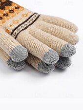 Недорогие Мужские перчатки-мужские рождественские перчатки для сенсорных экранов – теплые перчатки на флисовой подкладке с скандинавским вязаным рисунком – многоцветные варианты – идеально подходят для подарков на праздники и зимних мероприятий