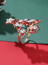 economico Anelli da donna-Anello da donna a forma di albero di Natale: materiali in lega e zirconia, design festivo con pietre rosse, verdi e trasparenti, perfetto per feste di Natale e regali