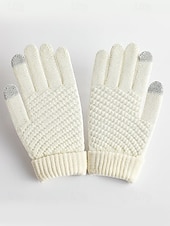 economico Guanti da donna-Guanti invernali termici da donna con touchscreen, guanti caldi in maglia foderati in pile per Natale, abbigliamento da esterno per il freddo e regali per le feste