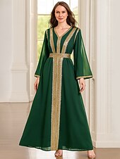 Ligne A Robe de Mère de Mariée  Élégant ancien Luxueux Col en V Longueur au sol Spandex Polyester manche longue avec Perlage Paillettes Broderie abordables Longueur du plancher-Ligne A Robe de Mère de Mariée  Élégant ancien Luxueux Col en V Longueur au sol Spandex Polyester manche longue avec Perlage Paillettes Broderie