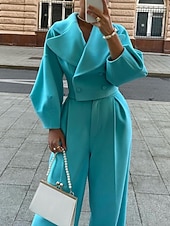 halpa Naisten puseropuvut-Naisten Bolero toppi Pitkähihainen V kaula-aukko Yhtenäinen väri Tavallinen Tilkkutäkki Muoti Päivittäin Musta Valkoinen Taivaan sininen Syystalvi Normaali