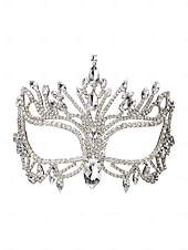 Недорогие Аксессуары для маскарада-Женская маскарадная маска с кристаллами и стразами, роскошная золотая маска для лица с драгоценными камнями для женщин, элегантный аксессуар для костюма для балов-маскарадов и вечеринок