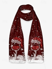 abordables Accessoires de Noël-Écharpe de Noël pour femme, châle d&#039;hiver doux avec imprimé bonnet de Père Noël, écharpe de cou confortable pour les fêtes et cadeaux festifs, plusieurs couleurs