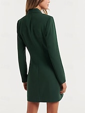 economico Vestito Semplice-Per donna Mini Abito Abito blazer Moda Moderno Ufficio Uscire Vestibilità regolare Semplice Manica Lunga Scollo a V Nero Verde militare Primavera Autunno