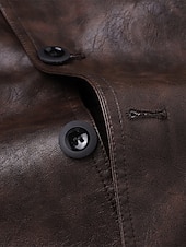 preiswerte Kunstlederjacke-Herren Kunstlederjacke Bikerjacke Motorradjacke Urlaub Täglich Winddicht Warm Tasche Frühling Herbst Einfach Mode Klassisch Revers Regulär Schwarz Kaffee Jacken
