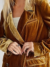 economico Blazer e Completi-Per donna Blazer Blazer di velluto Confortevole Tasca Bottoni Moda Semplice Feste Festa / Sera Uscire Regolare Collo ripiegato Vestibilità regolare Manica Lunga Capispalla Nero Vino Verde scuro