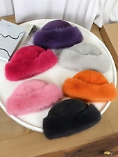 Damskie zimowe berety ze sztucznego futra, miękkie, puszyste i ciepłe czapki w stylu vintage, eleganckie, wielokolorowe czapki na świąteczne stylizacje i na zimną pogodę tanie Kapelusze damskie-Damskie zimowe berety ze sztucznego futra, miękkie, puszyste i ciepłe czapki w stylu vintage, eleganckie, wielokolorowe czapki na świąteczne stylizacje i na zimną pogodę