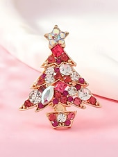 economico Anelli da donna-Anello da donna a forma di albero di Natale: materiali in lega e zirconia, design festivo con pietre rosse, verdi e trasparenti, perfetto per feste di Natale e regali
