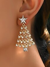 abordables Boucle d&amp;#39;oreille pour femme-Femmes Boucles d'oreilles clous Boucle d'Oreille Créoles Coloré Blanche Alliage Noël Élégant Soirée / Soir Sapin de Noël