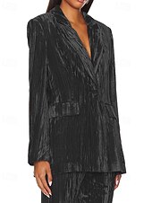 Dam Kavaj Sammetsblazers Håller värmen Bekväm Rynkad Ficka Knappar Elegant Retro Ensfärgat Formell Semester Gata Ledigt Normal Hakslag Normal Långärmad Ytterkläder Svart Vit Vin Höst Vinter billiga Damytterkläder-Dam Kavaj Sammetsblazers Håller värmen Bekväm Rynkad Ficka Knappar Elegant Retro Ensfärgat Formell Semester Gata Ledigt Normal Hakslag Normal Långärmad Ytterkläder Svart Vit Vin Höst Vinter